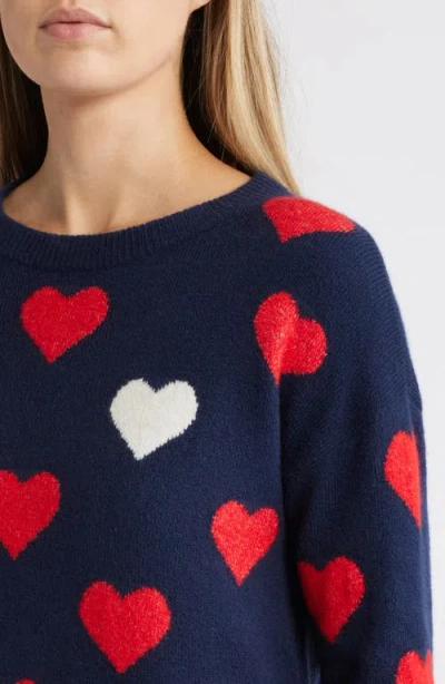Caslon ® Hearts Jacquard Crewneck Sweater In Blue
