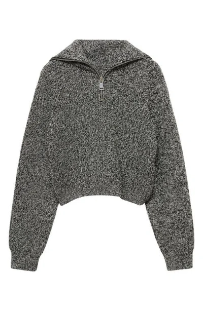 Mango Marled Half Zip Sweater