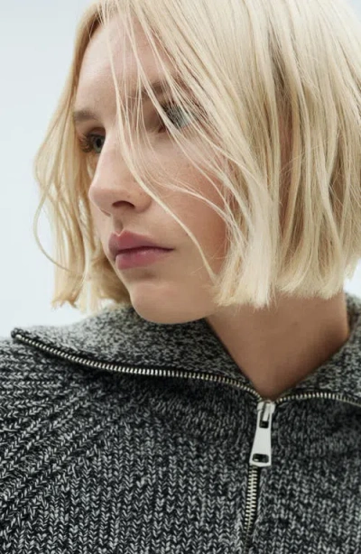 Mango Marled Half Zip Sweater