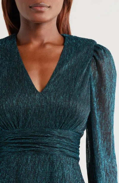 Mila Mae Metallic Long Sleeve Open Back Minidress