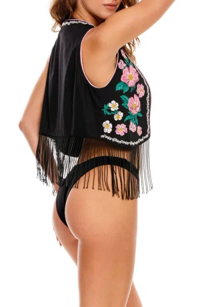 Agua Bendita Otis Nopal Embroidered Cover-up Vest