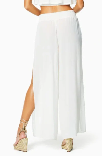 Ramy Brook Athena Semisheer Split Hem Wide Leg Cover-up Pants