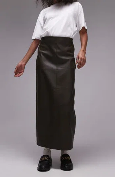 Topshop Pieced Faux Leather Midi Skirt