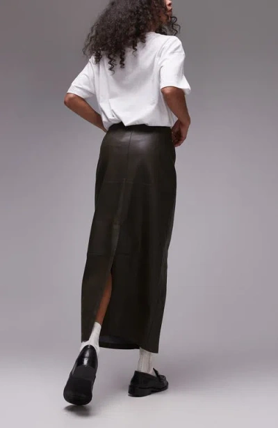 Topshop Pieced Faux Leather Midi Skirt