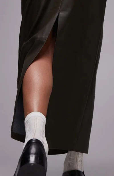 Topshop Pieced Faux Leather Midi Skirt