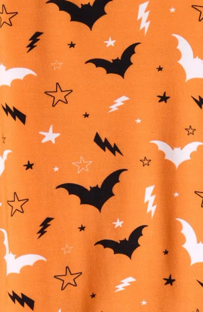 Posh Peanut Kids' Hendrix Bat Print Fitted Two-piece Pajamas In Orange