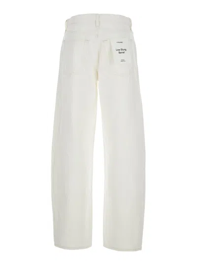 Frame White Jeans With Low Waist And Belt Loops In Denim Woman