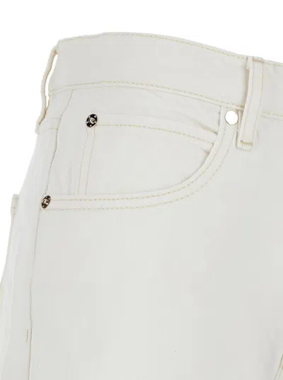 Frame White Jeans With Low Waist And Belt Loops In Denim Woman