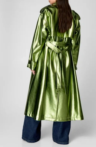 Nasty Gal Metallic Belted Double Breasted Faux Leather Trench Coat