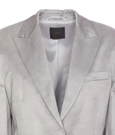 Pinko Single-breasted Slub Satin Blazer In Green