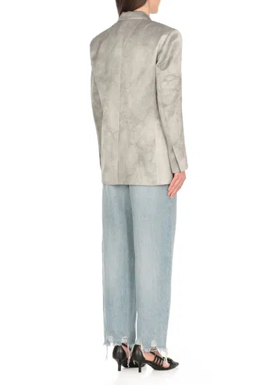 Pinko Single-breasted Slub Satin Blazer In Green