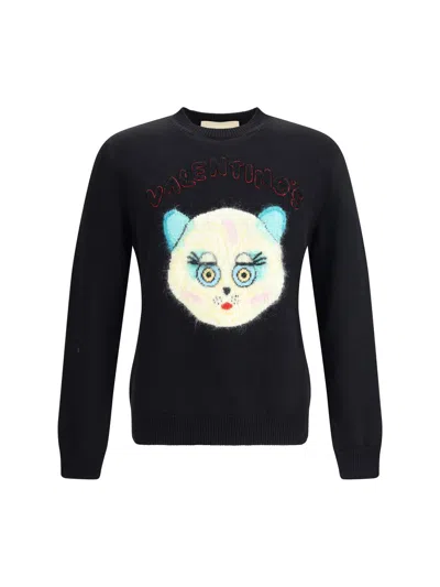 Valentino Garavani Sweater With Le Chat De La Maison Patch In Black