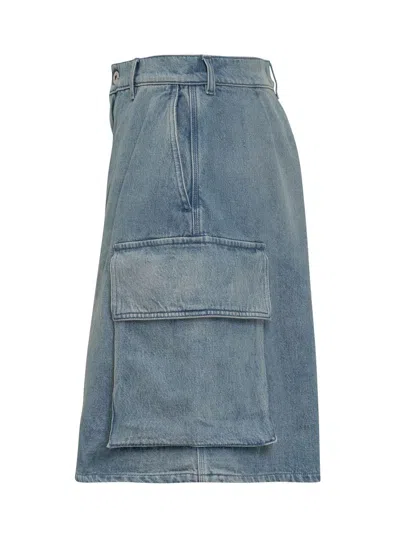 Jw Anderson Light Blue Bermuda Shorts With Cargo Pockets And Logo Patch On The Back