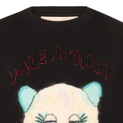 Valentino Garavani Sweater With Le Chat De La Maison Patch In Black