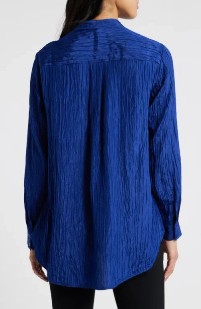 Eileen Fisher Mandarin Collar Textured Stretch Silk Tunic