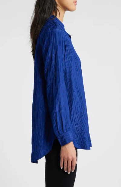Eileen Fisher Mandarin Collar Textured Stretch Silk Tunic