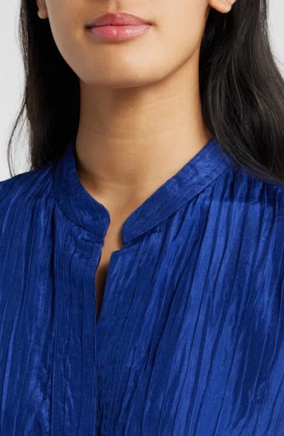 Eileen Fisher Mandarin Collar Textured Stretch Silk Tunic