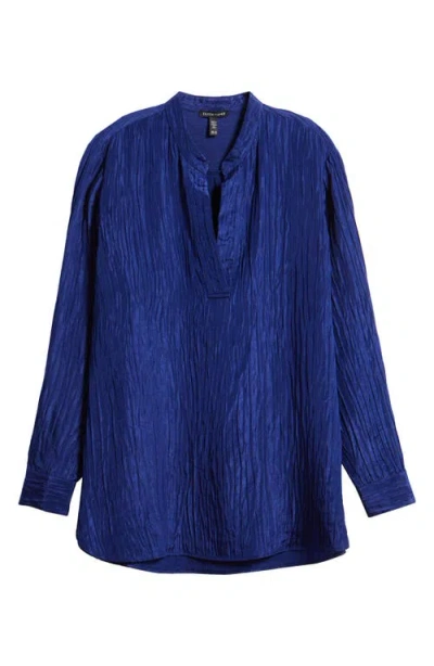 Eileen Fisher Mandarin Collar Textured Stretch Silk Tunic