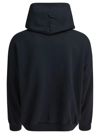 Balenciaga Black Hoodie With Fixed Hood And Logo Lettering On The Front In Cotton Man In Black