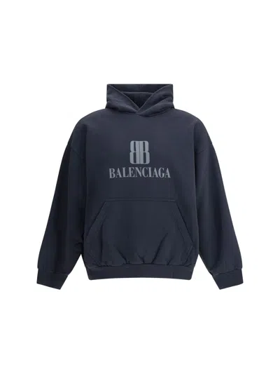 Balenciaga Black Hoodie With Fixed Hood And Logo Lettering On The Front In Cotton Man In Black