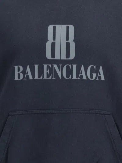 Balenciaga Black Hoodie With Fixed Hood And Logo Lettering On The Front In Cotton Man In Black