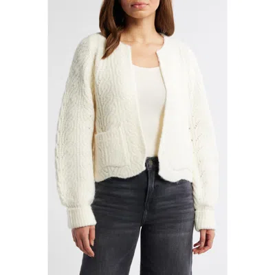 Wit & Wisdom Blouson Sleeve Cable Knit Crop Cardigan