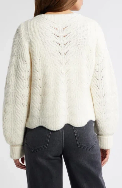 Wit & Wisdom Blouson Sleeve Cable Knit Crop Cardigan