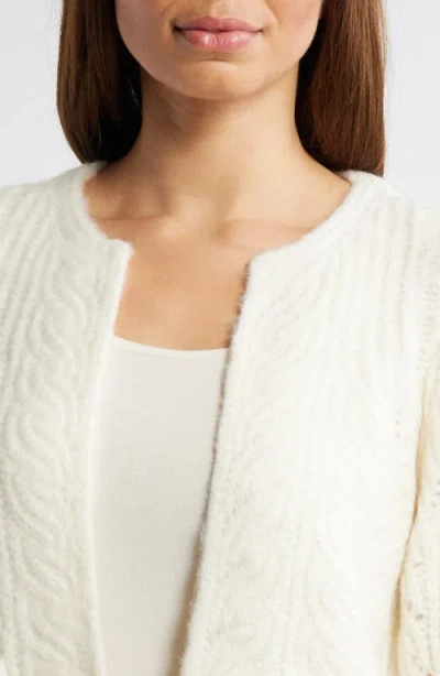 Wit & Wisdom Blouson Sleeve Cable Knit Crop Cardigan