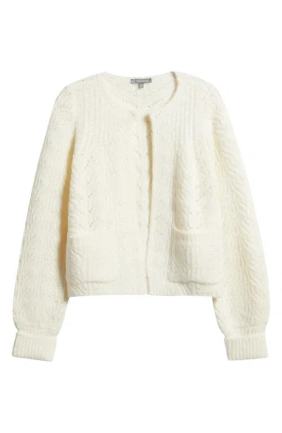 Wit & Wisdom Blouson Sleeve Cable Knit Crop Cardigan