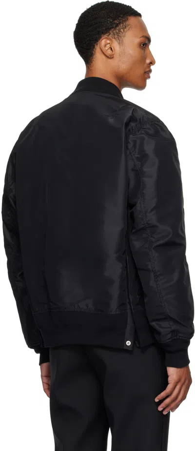 Sacai Black Nylon Twill Bomber Jacket In Black