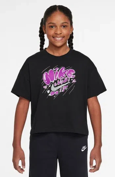 Nike Kids' Doodle Cotton Graphic T-shirt In Black