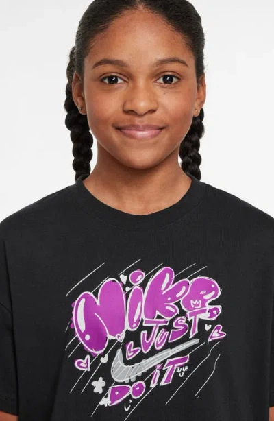 Nike Kids' Doodle Cotton Graphic T-shirt In Black