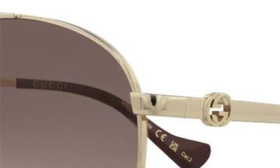 Gucci Aviator-frame Metal Sunglasses With Gradient Lenses