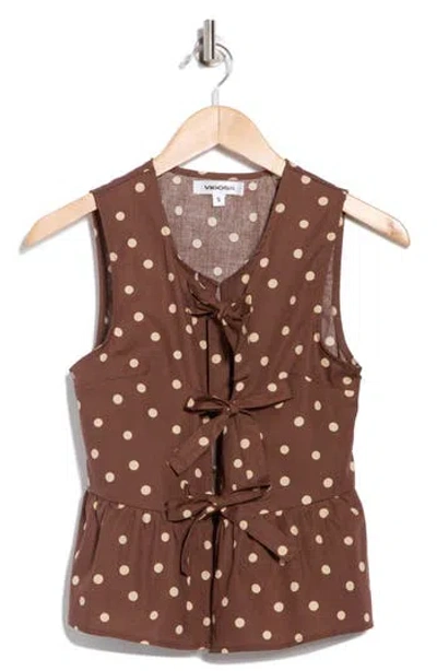 Vigoss Polka Dot Front Bow Cotton Tank