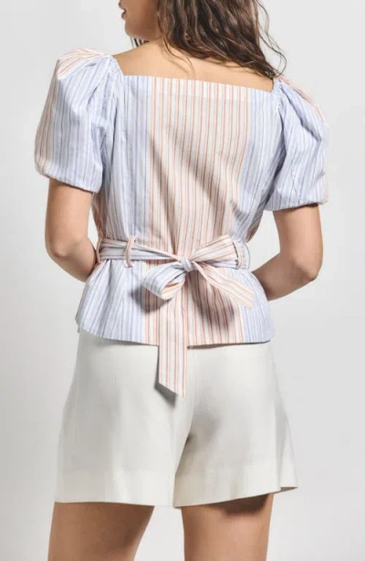 Derek Lam 10 Crosby Davina Stripe Off The Shoulder Belted Top