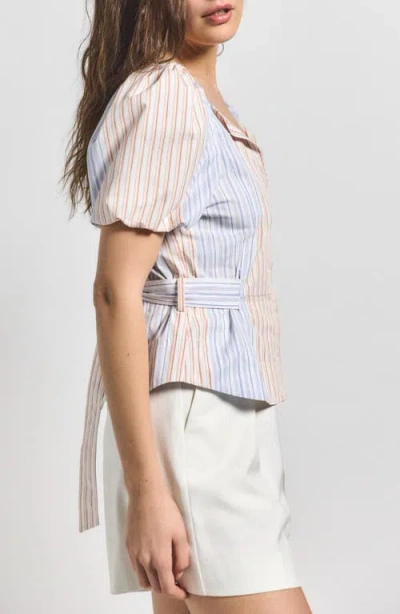 Derek Lam 10 Crosby Davina Stripe Off The Shoulder Belted Top