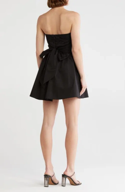 Lush Pleated Bodice Strapless Minidress In Black