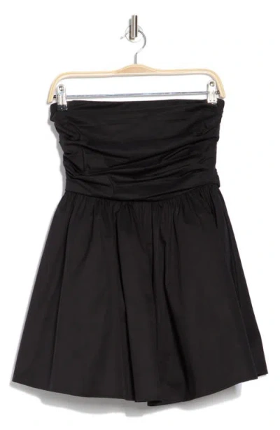 Lush Pleated Bodice Strapless Minidress In Black