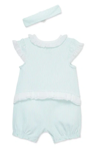 Little Me Strawberry Romper & Headband Set In Blue