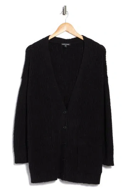 Eileen Fisher Ribbed Boyfriend Cardigan In Black