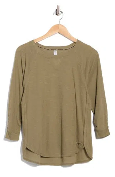 Dkny Slub Waffle High-low T-shirt In Brown