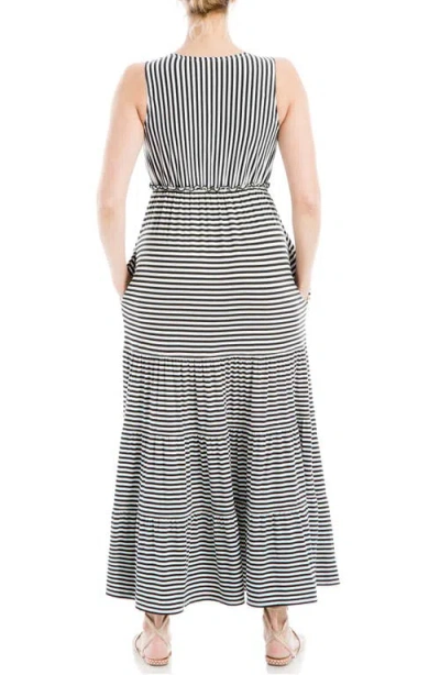 Max Studio Stripe Tiered Maxi Dress