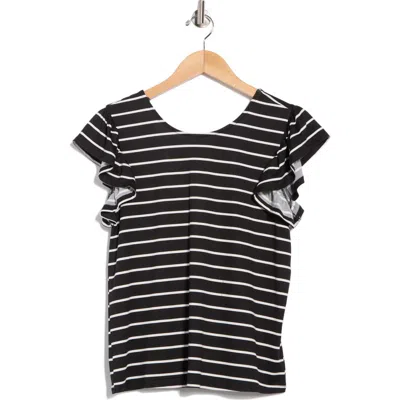 Bobeau Ruffle Sleeve Top In Black