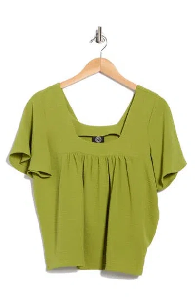Bobeau Square Neck Short Sleeve Top In Green