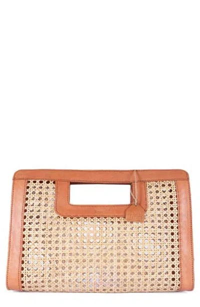 Jelavu Delmar Rattan & Leather Frame Clutch