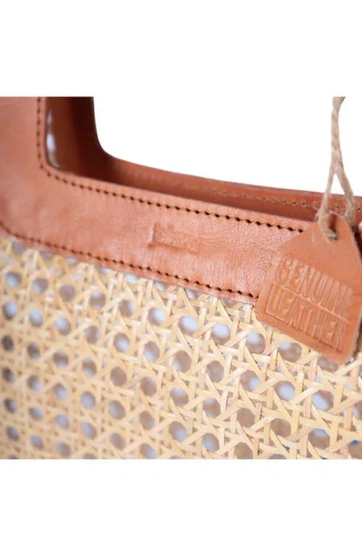 Jelavu Delmar Rattan & Leather Frame Clutch