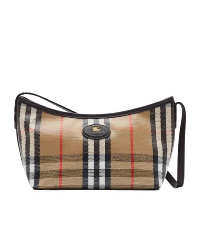 Burberry Highlands Coated Canvas Baguette Shoulder Bag