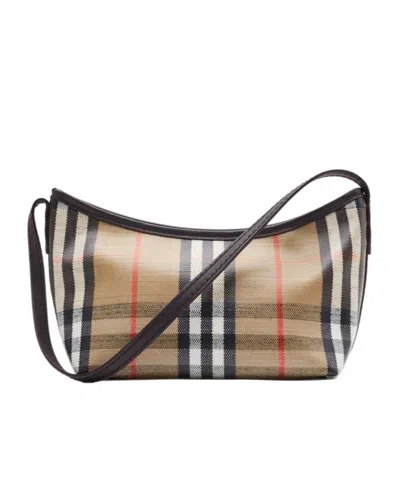 Burberry Highlands Coated Canvas Baguette Shoulder Bag