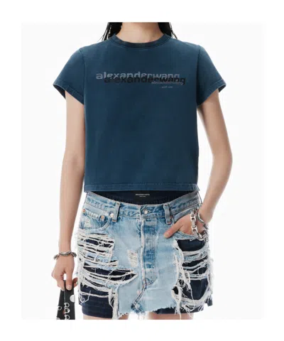 Alexander Wang Short Sleeved Crewneck T-shirt In Blue