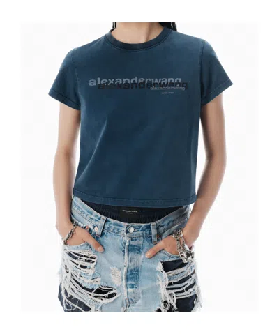 Alexander Wang Short Sleeved Crewneck T-shirt In Blue